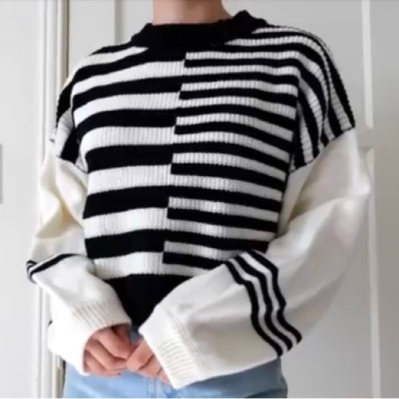 Black & White Striped Sweater (as seen on bestdressed) - Picture 1 of 2